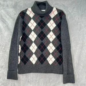 PURSUITS LTD‎ Womens Sz M Argyle Pattern Lambswool Turtle Neck Sweater Preppy